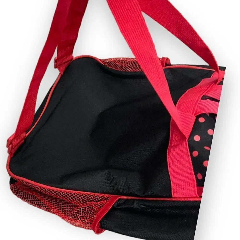 Disney Mickey Mouse Bookbag Unisex Black Red Adjustable Straps Polka Dot Casual
